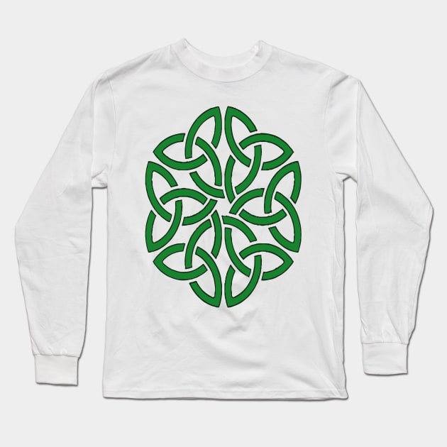 Shamrock Celtic Art Knotwork Design Long Sleeve T-Shirt by taiche